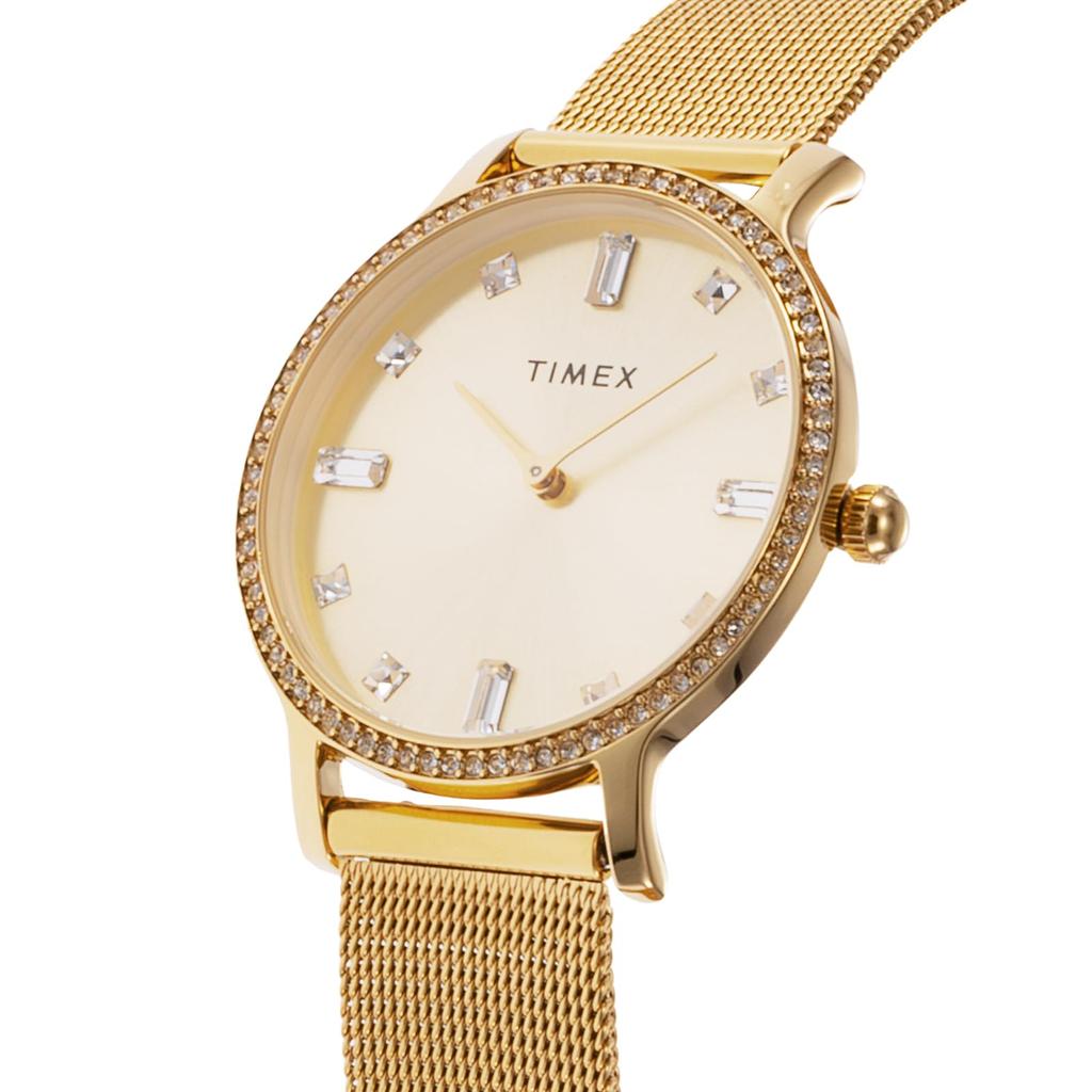TIMEX Watch Transcend Gold Dial Brass Mineral Glass Quartz 34MM American Watch Brand TW2W19300 Unisex Gold [TIMEX] [Item]