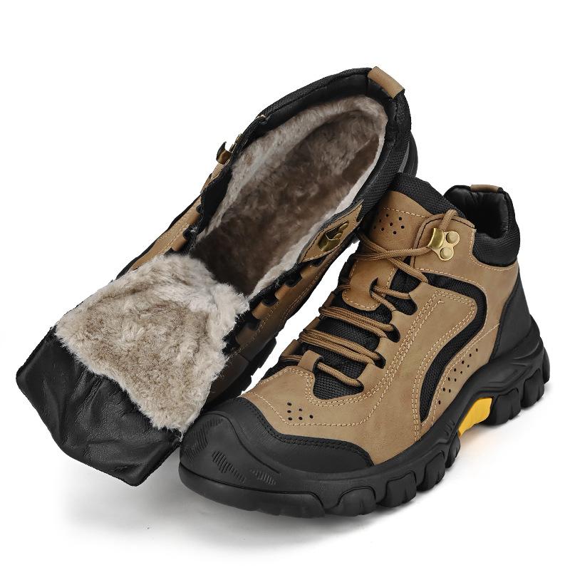 Popular outdoor men's shoes fashion autumn and winter velvet Martin boots men's snow boots non-slip hiking shoes short boots