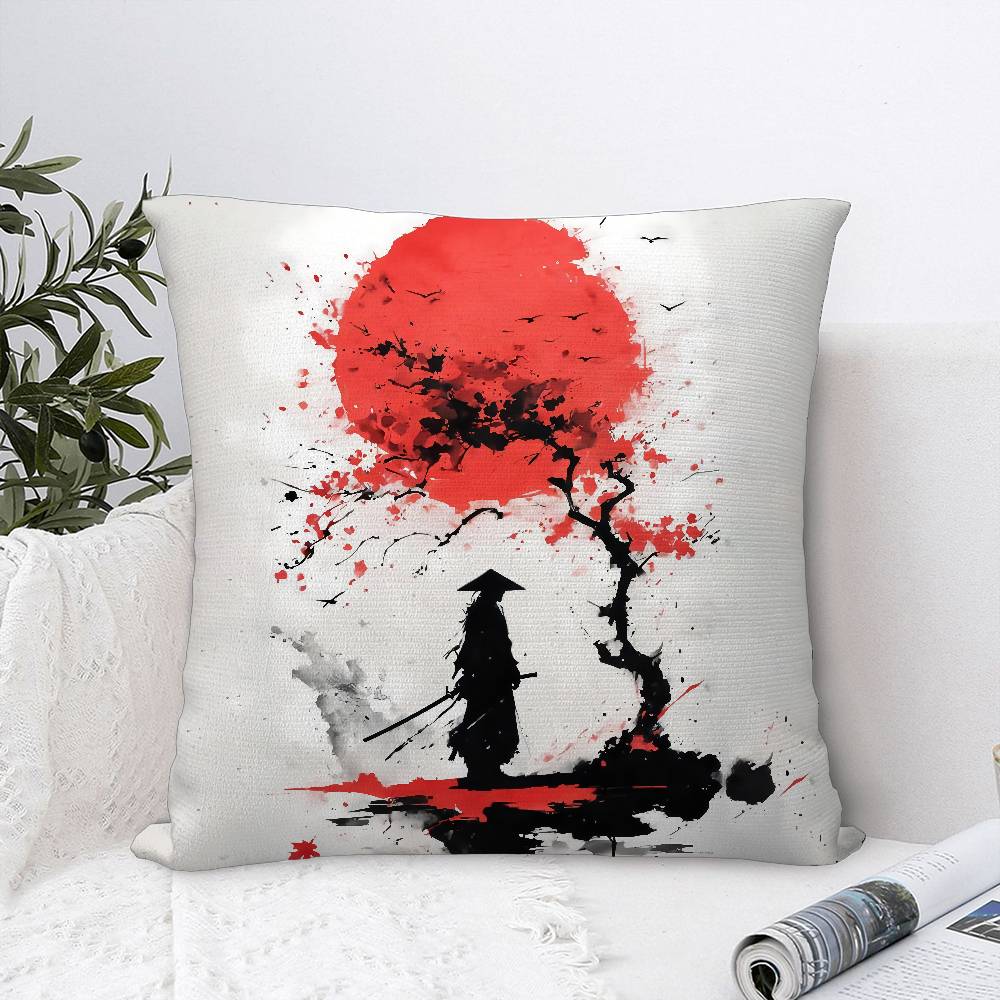 Japanese Moon Gate Pillow Case Sofa Decorative Home Double-sided Print Plush Square Throw Pillow Covers Cushion Decor Cover