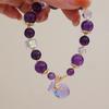 Purple Purple Crystal Bracelet Pendant Flower Fringe Bracelet Jewelry Purple Beads Bangle  Women
