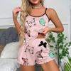Butterfly Print Camisole Shorts Pajama Set for Women - Wearable Outdoors