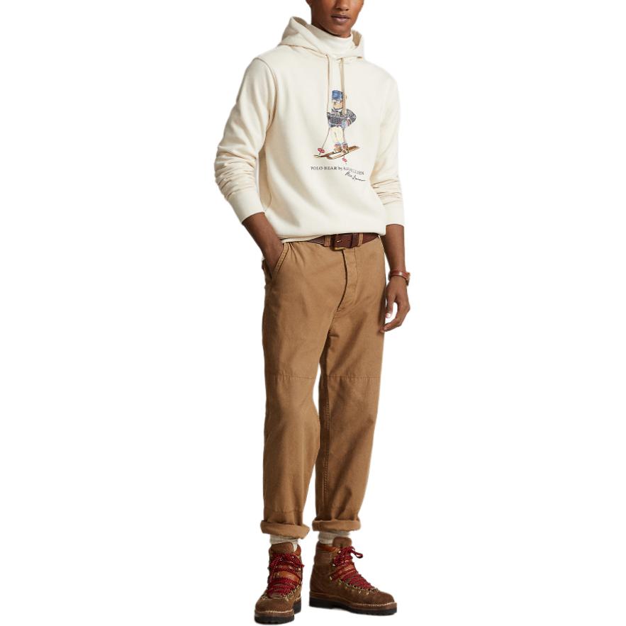 Polo Ralph Lauren Ss24 Letter Logo Pattern Printed Hooded Long Sleeve Sweatshirt Men Sweatshirt Cream MNPOKNI16823447-101