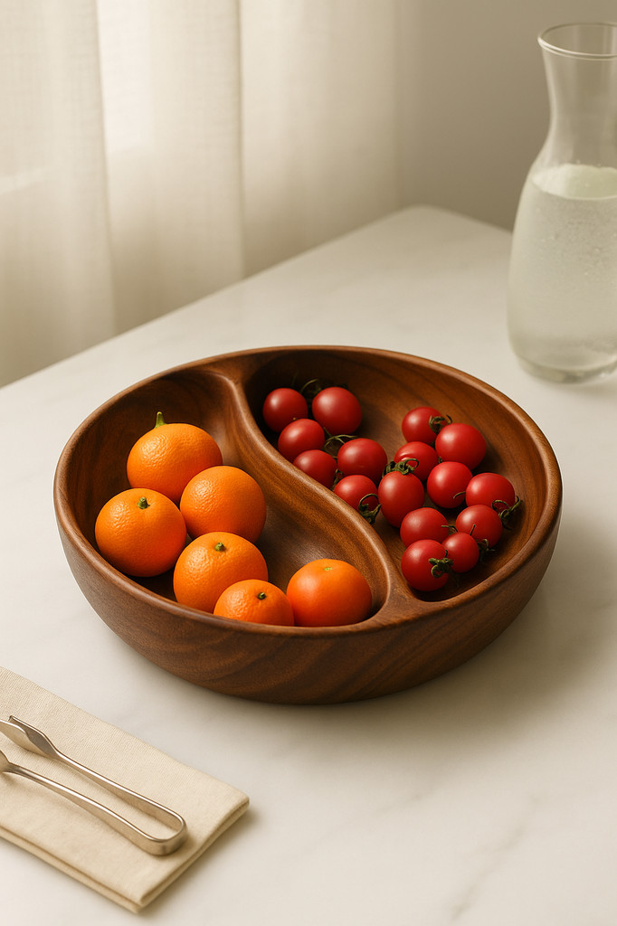South American Walnut Fruit Platter Solid Wood Dried Fruit Snack Plate  Salad Bowl Wooden Basin Large Dinner Plate