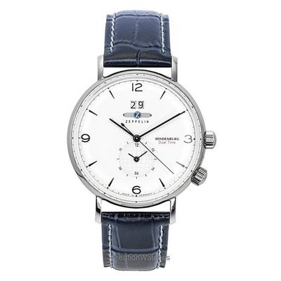 Hindenburg Blue Leather Strap White Dial Quartz 80441 Men's Watch