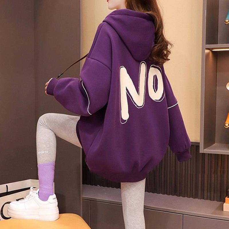 2024 New Spring Autumn Women Trendy Casual Streetwear Oversized Hooded Sweatshirts Harajuku Y2K Letter Print Long Sleeve Hoodies
