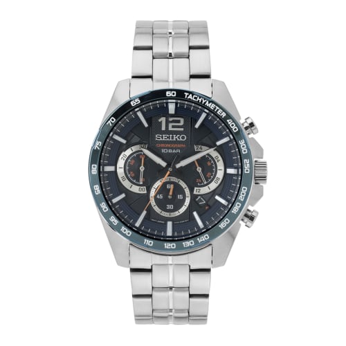 

Seiko Analogue Quartz Navy Dial Chronograph Watch SSB345P1 Men s
