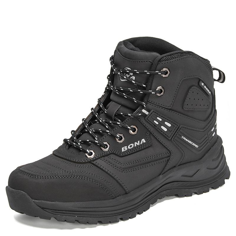 

BONA Новые дизайнерские кожаные плюшевые супер теплые зимние ботинки мужские кроссовки ботильоны мужские высокие зимние ботинки 41 белый/чёрный