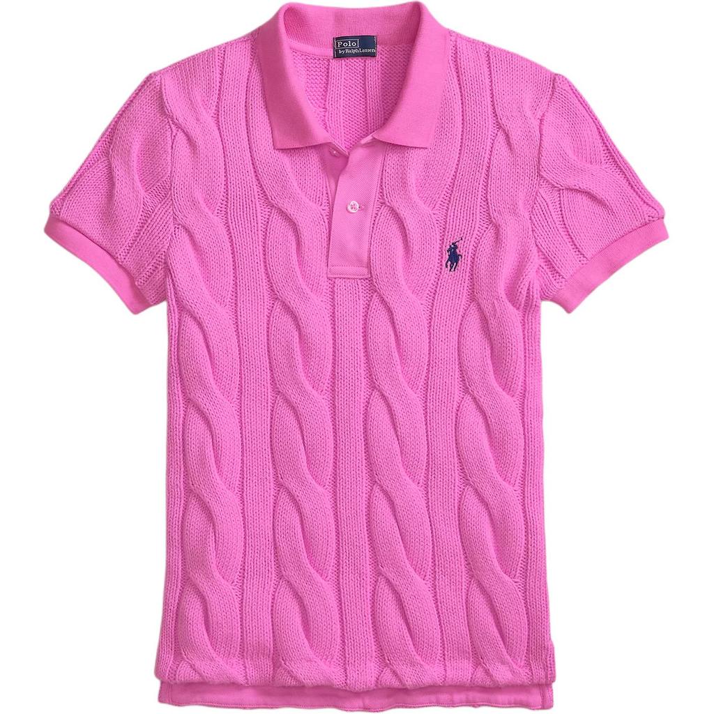 Polo Ralph Lauren Slim Fit Cable Knit Cotton Polo Shirt Women tops 211971703-004