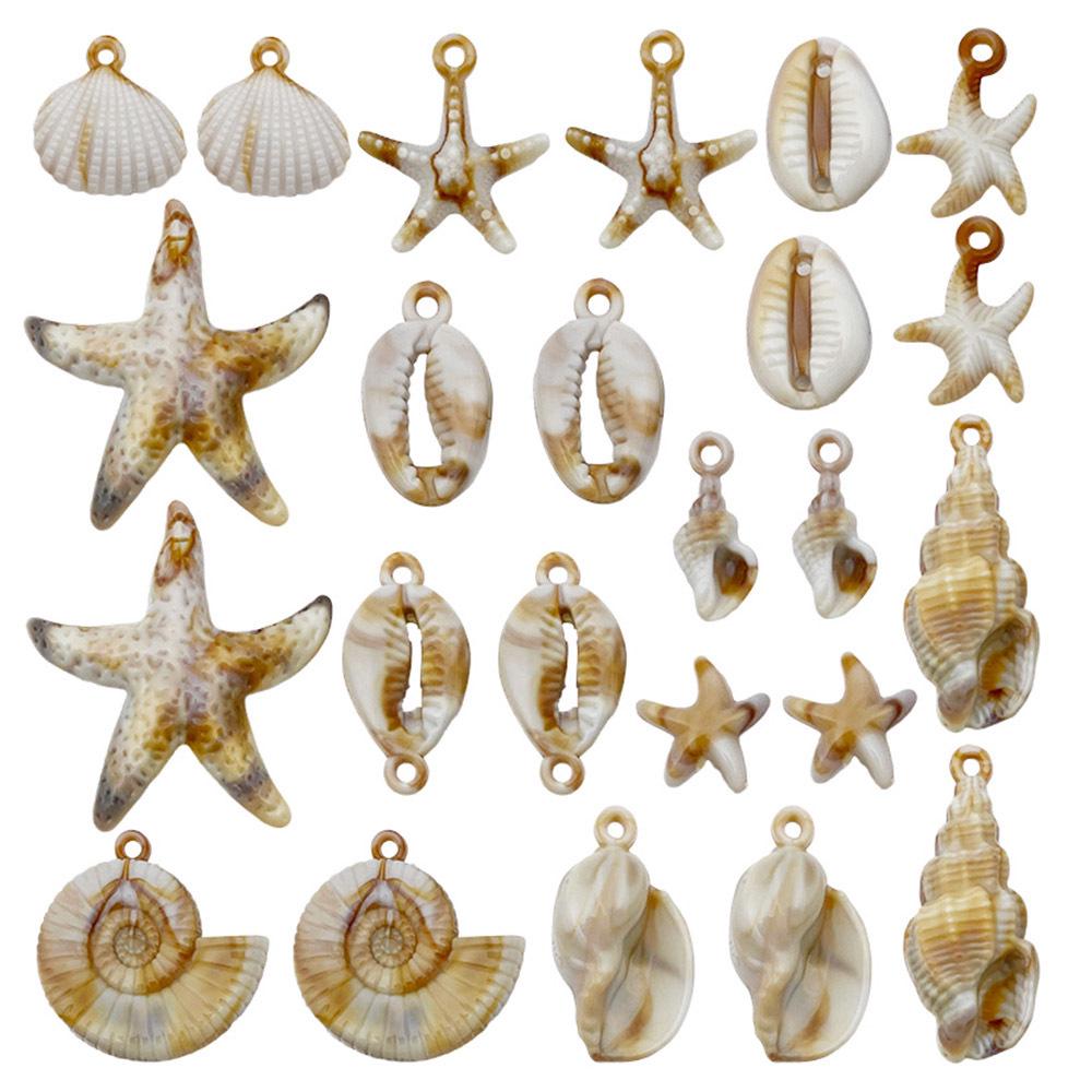 New Acrylic Ocean Conch & Starfish Pendant Charm for DIY Bracelets & Necklaces
