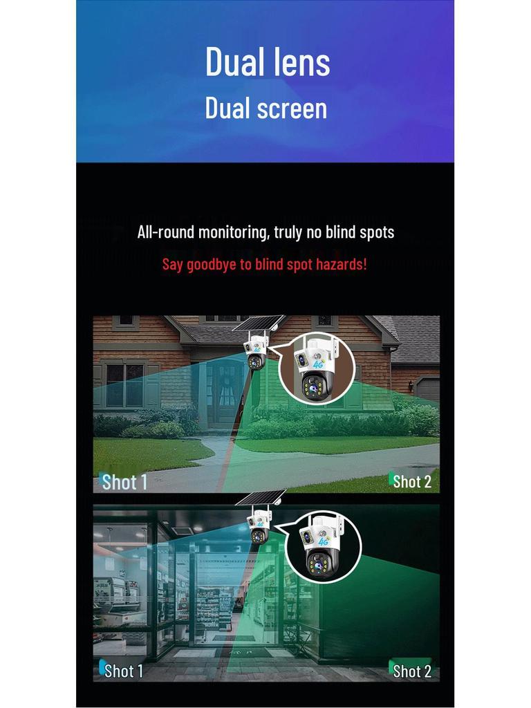 Solar-Powered Outdoor Night Vision Camera with HD Color & 4G Remote Control