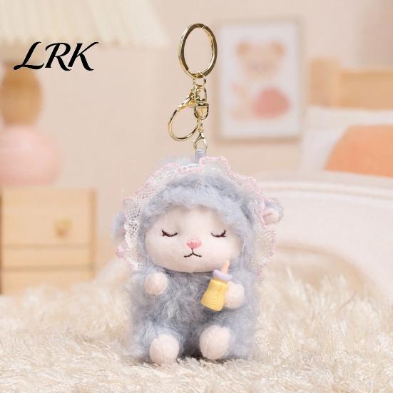 Lightweight Keychain For Backpack Plush Seated Sheep Pendant with Metal Ring for Stylish Key Keys, Soft Cute Lamb Keychain, Stuffed Animal Bag Charms