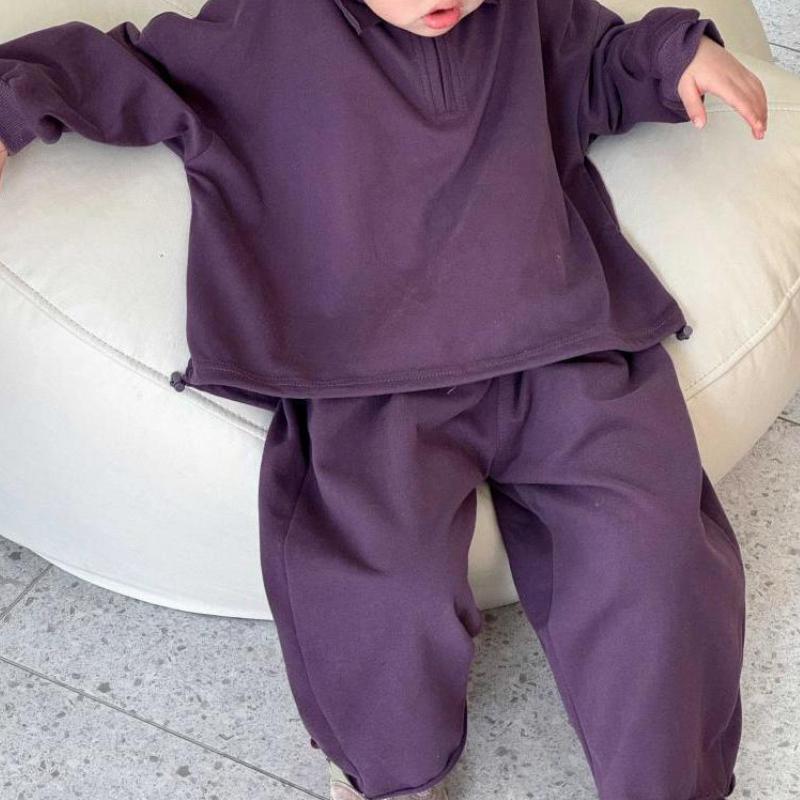 Korean Style Boys' Long Sleeve Polo Shirt and Hoodie Set Children's Casual Sports Sweatpants Two-Piece Set for Spring and Autumn