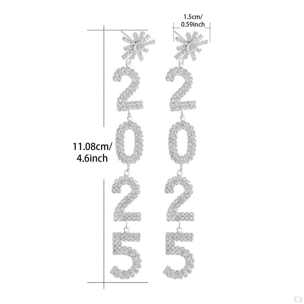 Frohes Jahr Ohrringe Tropfen Strass Hänger Handgefertigt Buchstaben