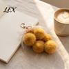Grape Plushie Charm Plush Keychain for Handbags, Fuzzy Cluster Bag with Decorative Pendant Bow, Fluffy Ball Keyring Backpacks and Purses