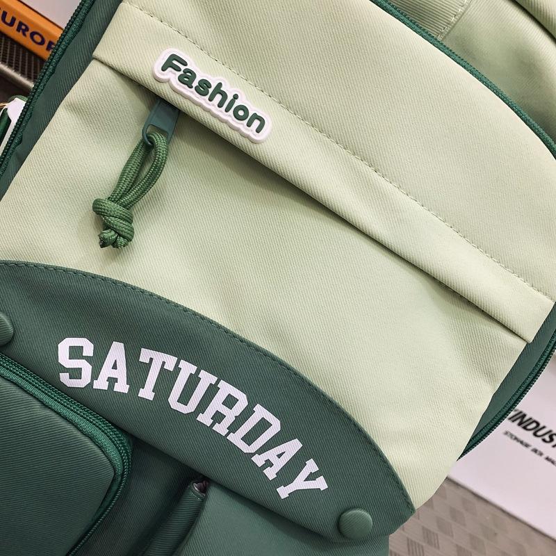 Junior High School Female Students' School Bag Contrasting Color Middle School Students' Backpack Trendy Cool New Large Capacity Couple Backpack