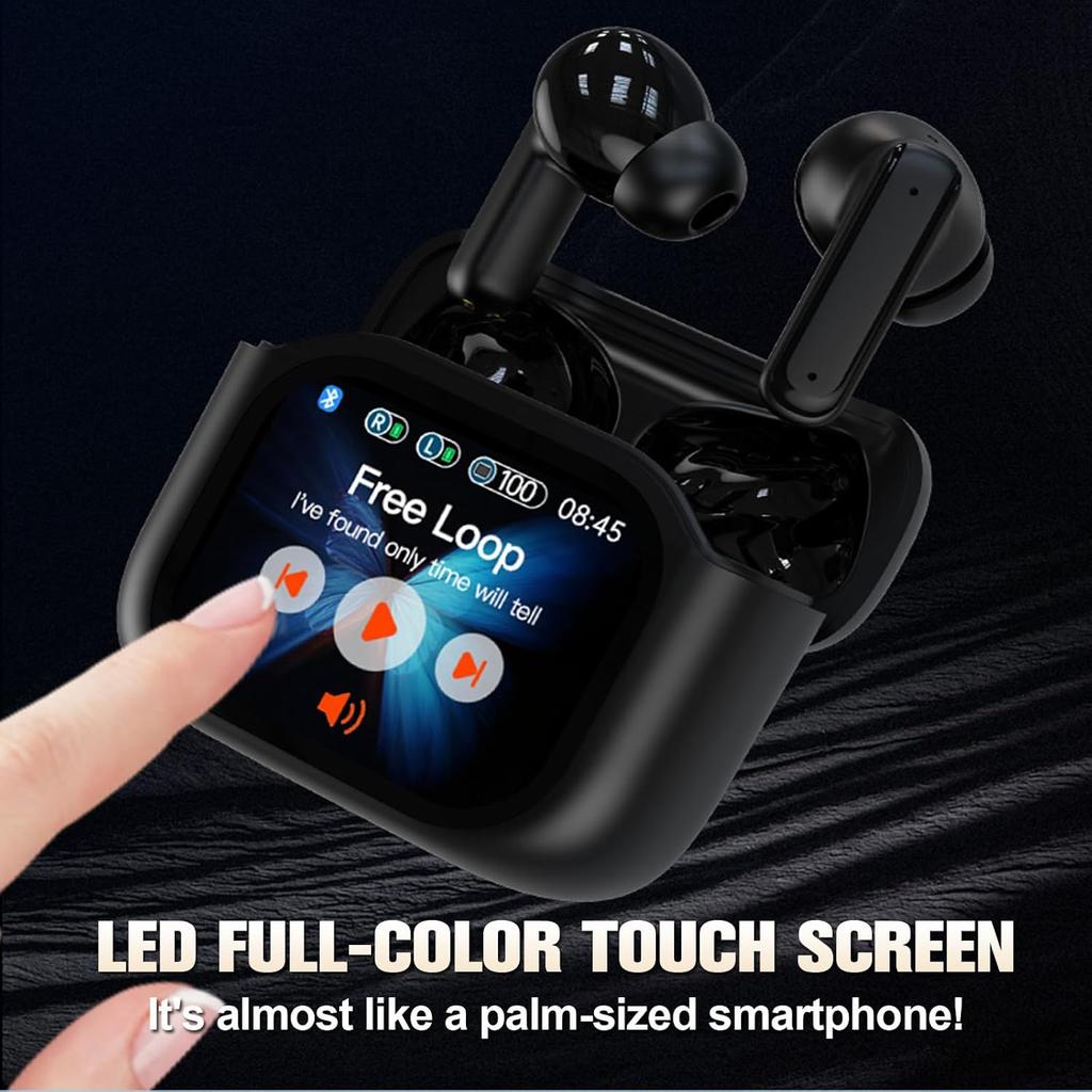 Wireles Smart Touch Screen Active Noise Cancelling Earbuds In Ear Work Headphones ANC Touchscreen Earphones TWS True Wireless Earbuds Bluetooth 5.3