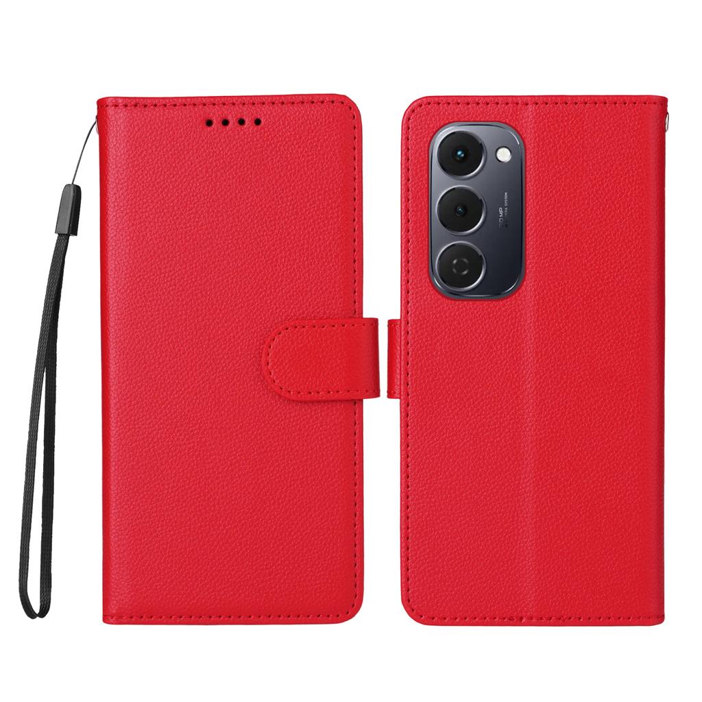 For TECNO Spark 40 Pro+ 4G Case RFID Blocking 3 Card Slots PU Leather Phone Cover with Wrist Strap