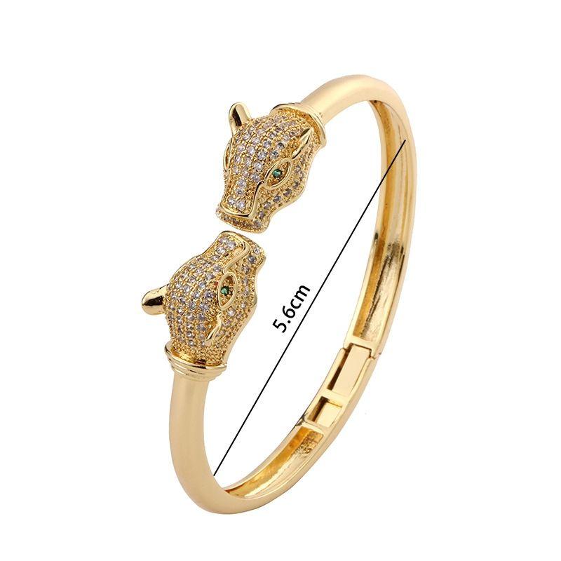 Modisches offenes Leopard-Armband für Damen mit mikroverlegten Zirkonia-Steinen