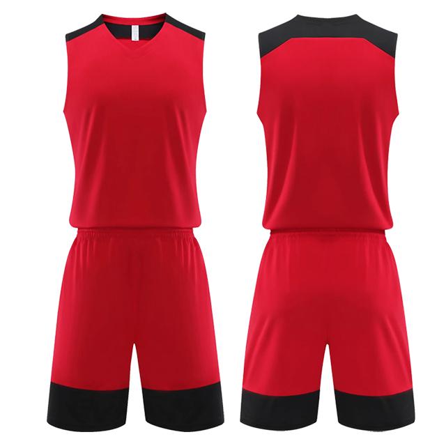 Kids Men Women Basketball Jersey Set Child Men Blank Basketball Uniforms V-Neck Training Vest Double Pocket Shorts Sports Suit