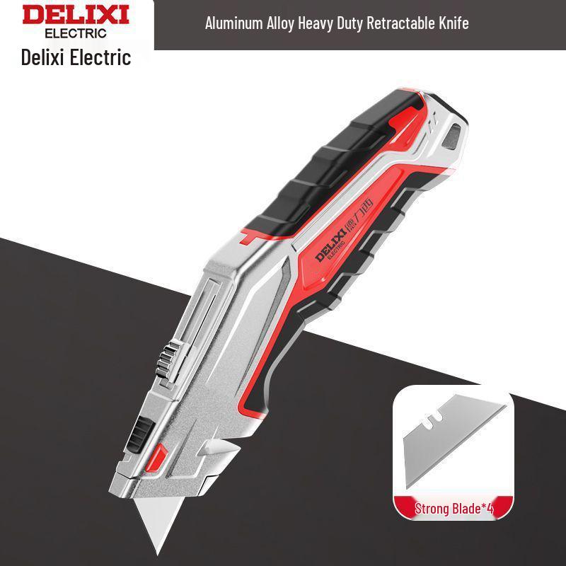 Heavy-Duty Industrial Folding Utility Knife with Thick All-Steel Retractable Blade for Electricians and Cable Work.