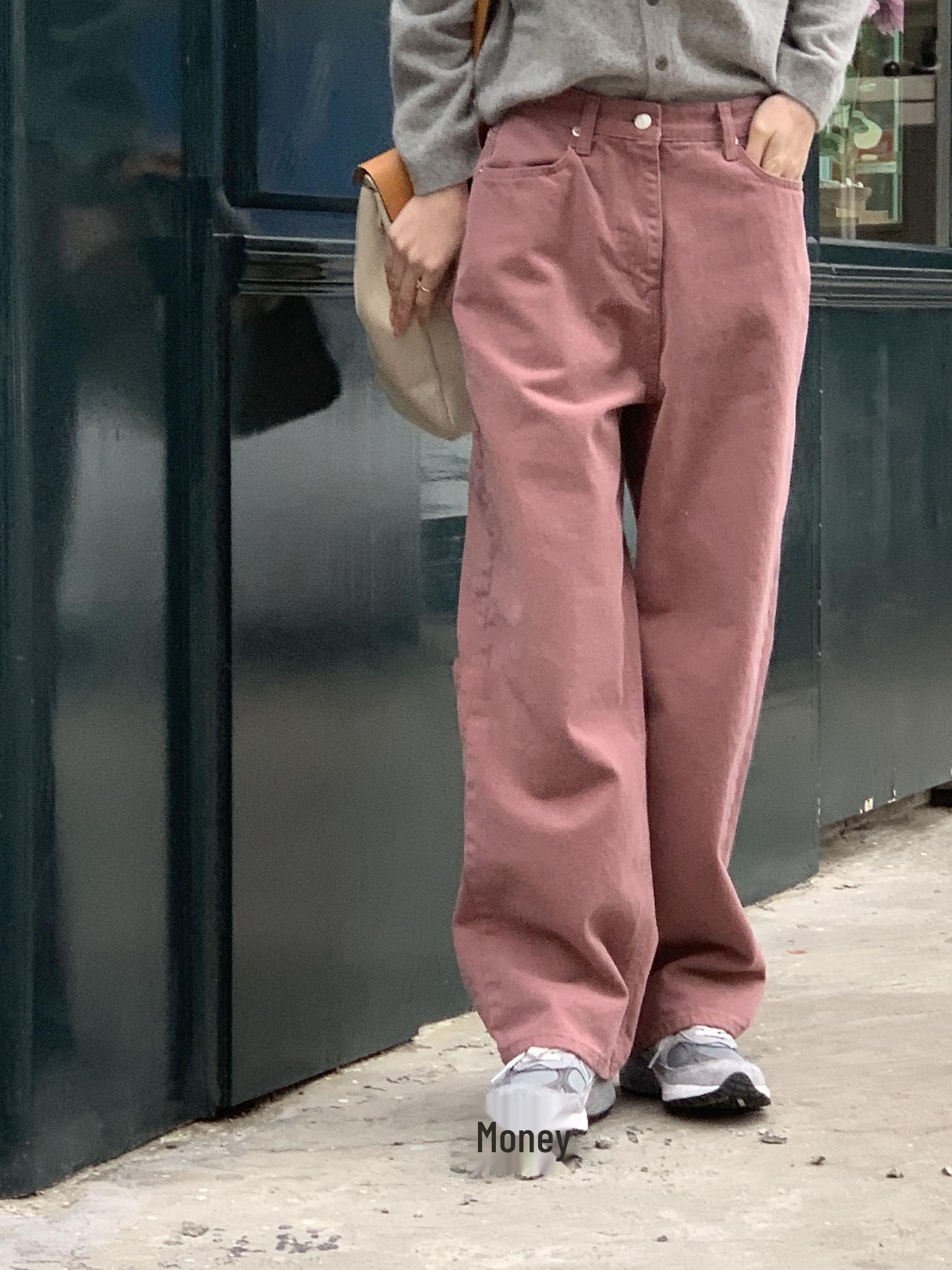 

2024 In Stock: Women s Retro Pink Loose-Fit Denim Pants L