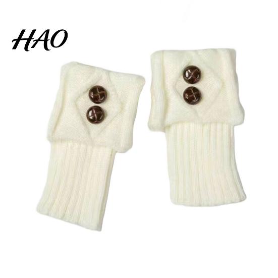 Buttoned Leg Cuffs Women Warmers Knitted Gaiters with Buttons Warm Boot Cuff Sock Jacquard Girl Short for Autumn Winter Daily Outings Street