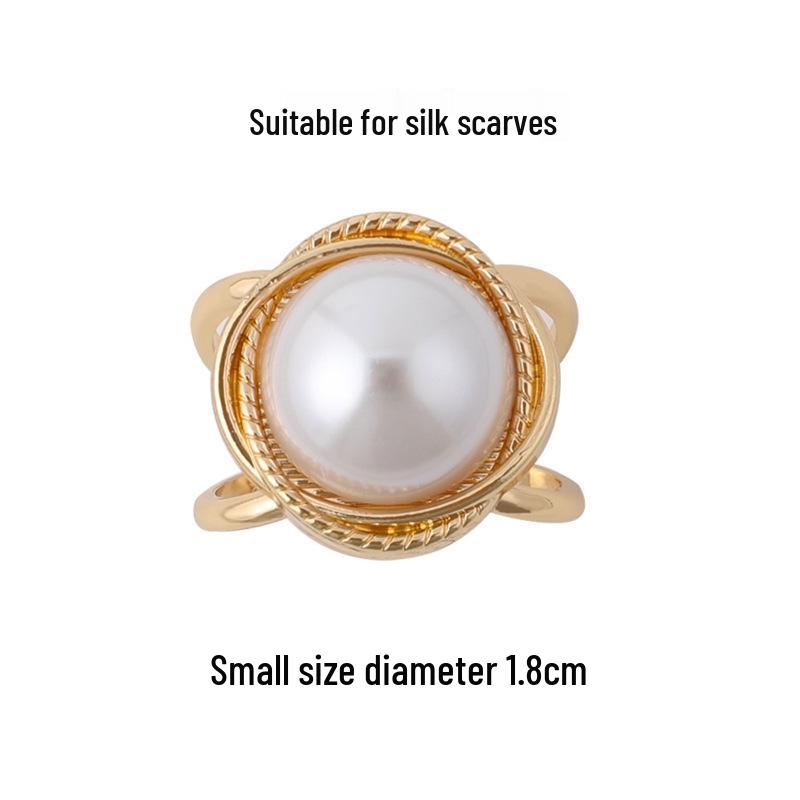 "Elegant Korean Fashion Pearl Silk Scarf Buckle - High-end Jewelry Decoration for Shawls and Coats"