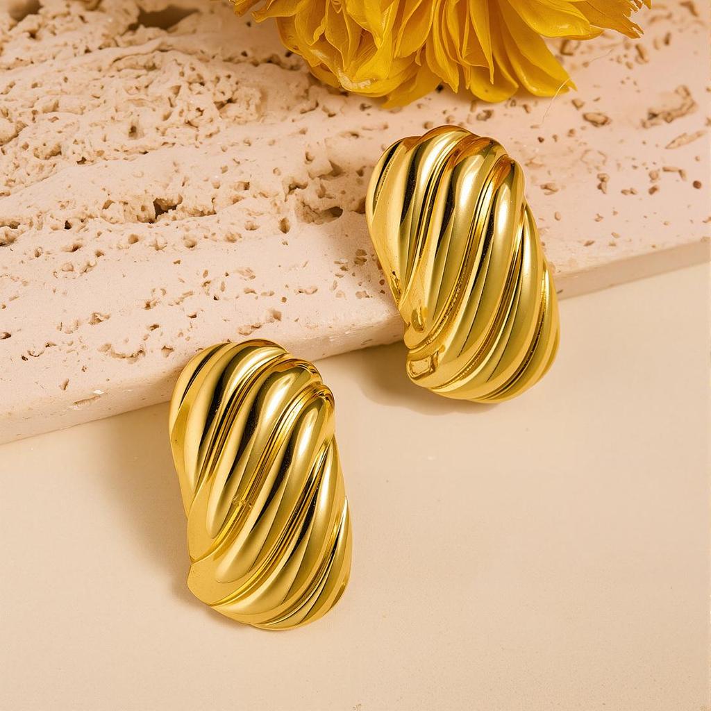 Geometric Irregular 18k Gold Titanium Steel Earrings for Women