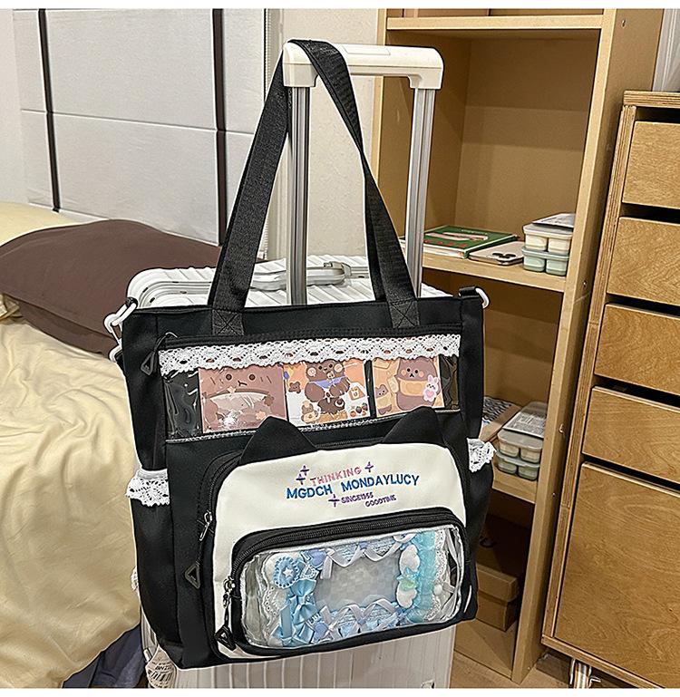 Schoolbag Japanese Ins New High-value Fresh and Sweet Contrasting Color Splicing Make-up Bag Women's Lightweight Large-capacity Backpack