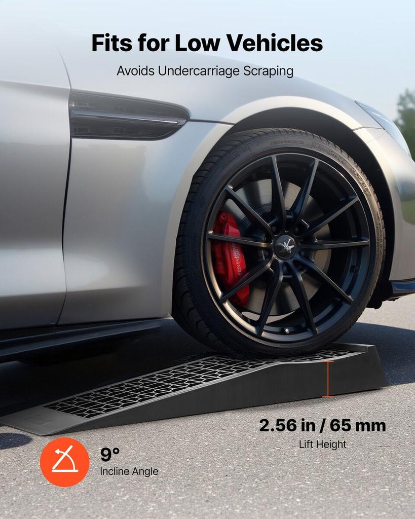 Car Ramps, 2 PCS 9072 Kg GVW Capacity, 65 Mm Lift Height, Portable Low Profile Car Service Ramps for Home Garage Maintenance & Oil Changes, Heavy Duty