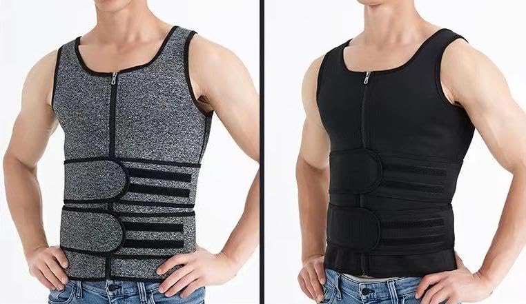 Men's Compression Shirt, Sauna Suit, Body Shaper, Adjustable Shapewear, High Sweating, Fitness (Black, XL)