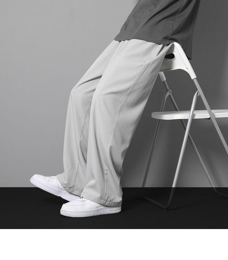 Pánské tenké kalhoty s širokými nohavicemi ve stylu Hongkongu - Trendy, ležérní a volný střih na jaro a léto