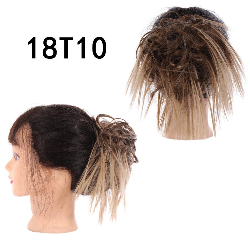 Synthetic Hair Chignons Messy Scrunchies Elastic Band Hair Bun Straight Updo Hairpiece Hair Extension for Women