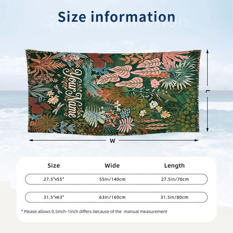 Adventure Journey Theme Beach Towel Personalized Custom Name & Text Soft Quick Dry Beach Towel for Swimming Travel