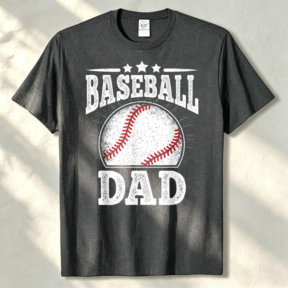 Baseball Dad Graphic Round TShirt Fathers Day Gift For Dad Funny Outdoors High Quality Cotton ShortSleev Breathable Casual