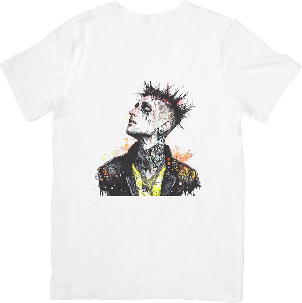 T-shirt Blanc en Coton de Qualité Unisexe Punk Rock pour Hommes Femmes.