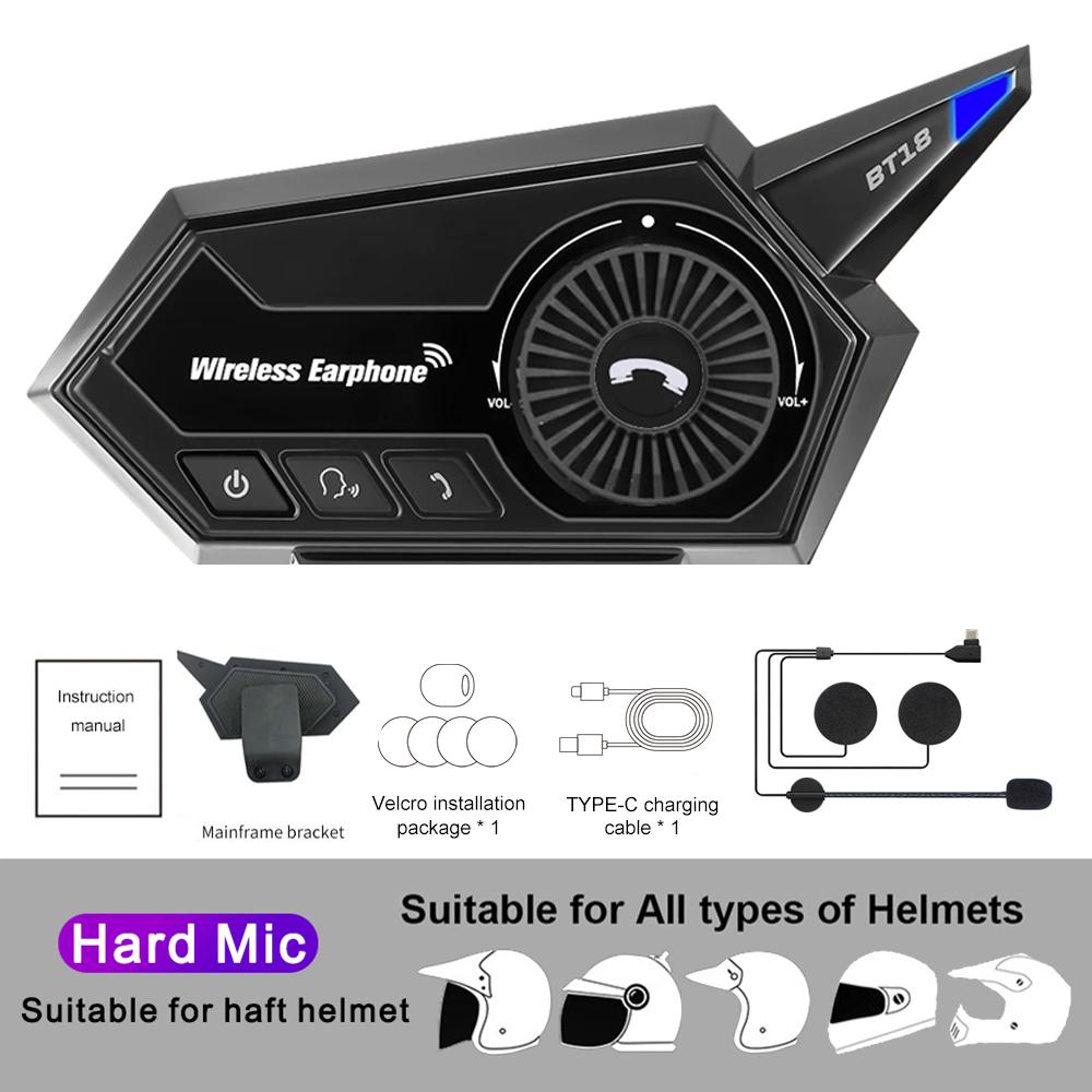 

BT18 Рулетка Колесо Вращение Управление Мотоциклетный Шлем Гарнитура Bluetooth 5.3 Беспроводные Наушники Наушники IP67 Водонепроницаемость