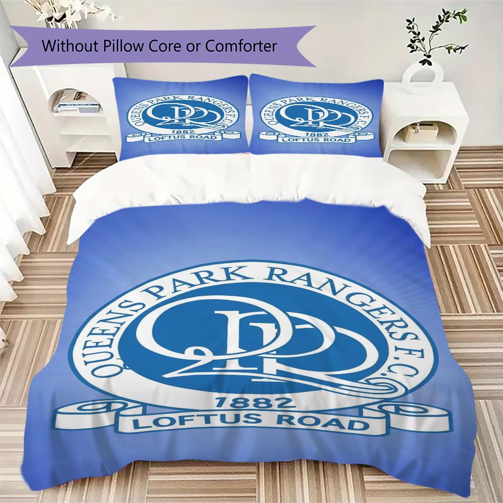 Queens Park Rangers fc Pattern Bedding uilt Set uilt Cover Pillowcase Home Decoration Birthday Gift (1 * duvet cover + 2 * pillowcase without core)