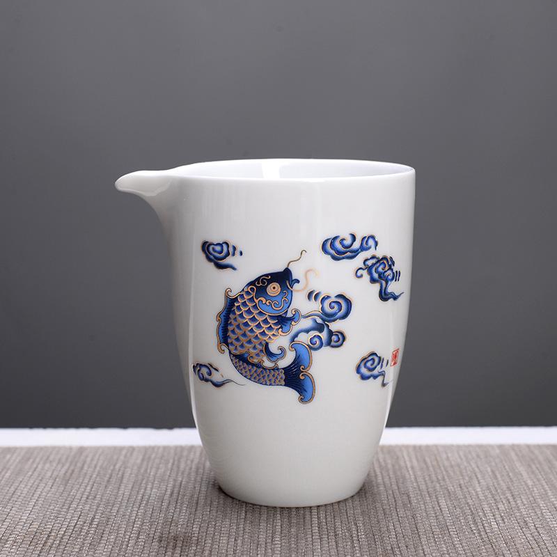 High-quality White Porcelain Fair Cup Teapot Hand Painted Tea Maker Kung Fu Tea Cup Gongdao Mug Teaware 280ml