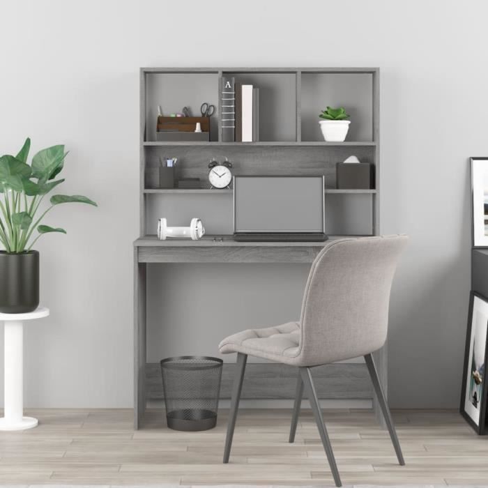 VidaXL Bureau avec étagères Sonoma gris 102x45x148cm Bois d'ingénierie 823006