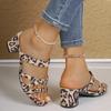 Fashion Leopard Print High Heel Sandals for Women Summer Open Toe Thick Heeled Slippers Outdoor Woman Casual Comfort Sandalias