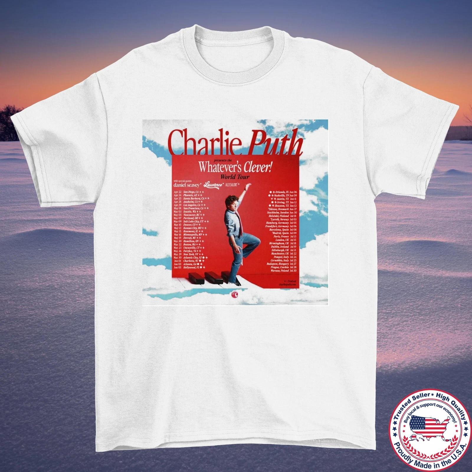 Charlie Puth Whatever s Clever World Tour T Shirt Full Size L178 S