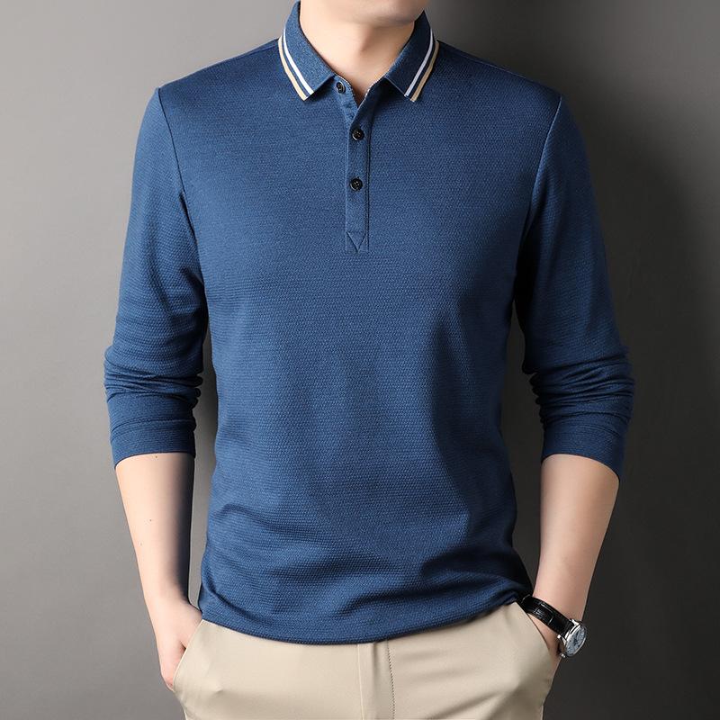 Fashion Men's Long Sleeve T-shirt New Spring and Autumn Middle-aged Polo Shirt Male Leisure Dad Autumn Coat Base Top