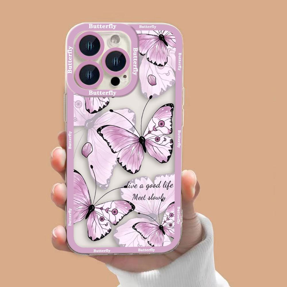 Beautiful Butterfly Flowers Clear Phone Case For Xiaomi 15 15T POCO X7 X6 X5 X4 X3 NFC GT F3 F5 M7 M4 M3 11 11T LITE Case Cover