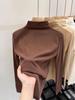 Versatile Plush Half-High Collar T-Shirt: Stylish, Slim-Fit Warm Base Layer for Autumn/Winter, Wearable Indoors or Out.
