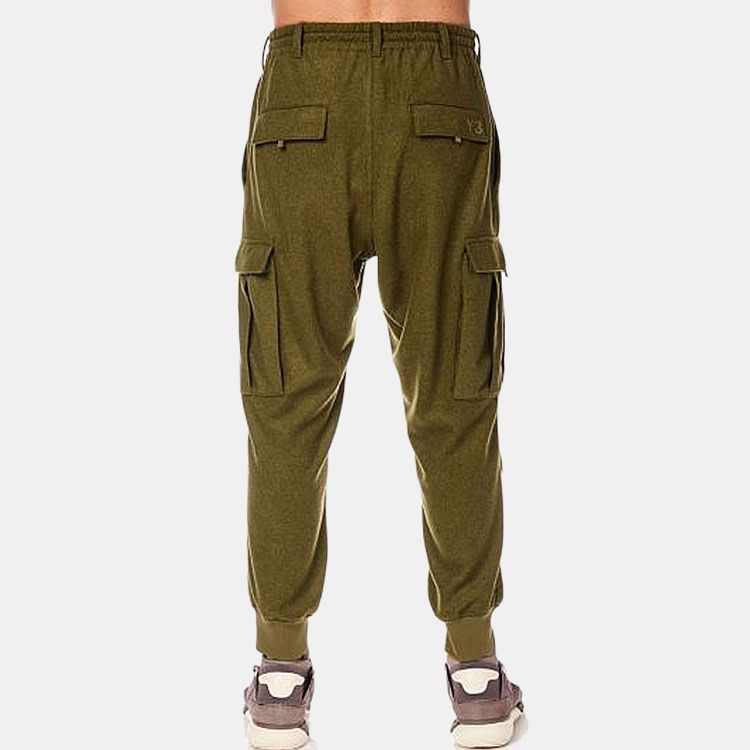 Y-3 FW22 Solid Color Drawstring Cargo Pants Men Pants Green HT4476