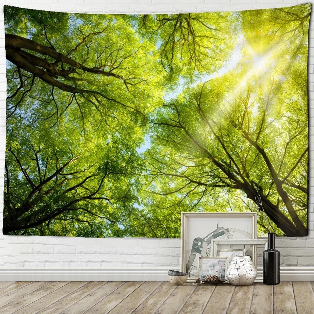 Tree Top Sky Forest Wall Decor Tapestry Home Living Room Tapestry