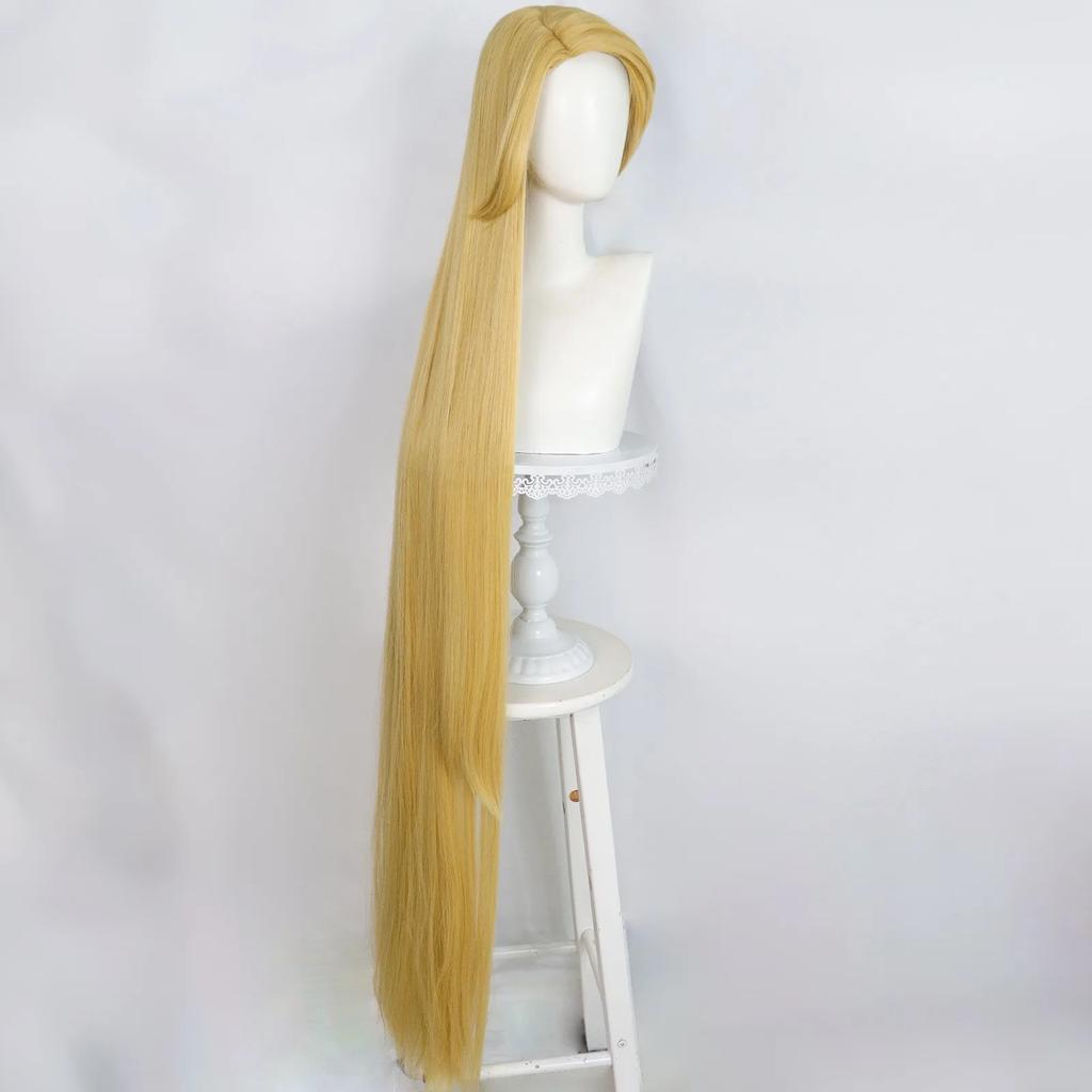 Halloween Damen Prinzessin Tangled Rapunzel Cosplay Perücke blondes Haar Rollenspiel Kostüme