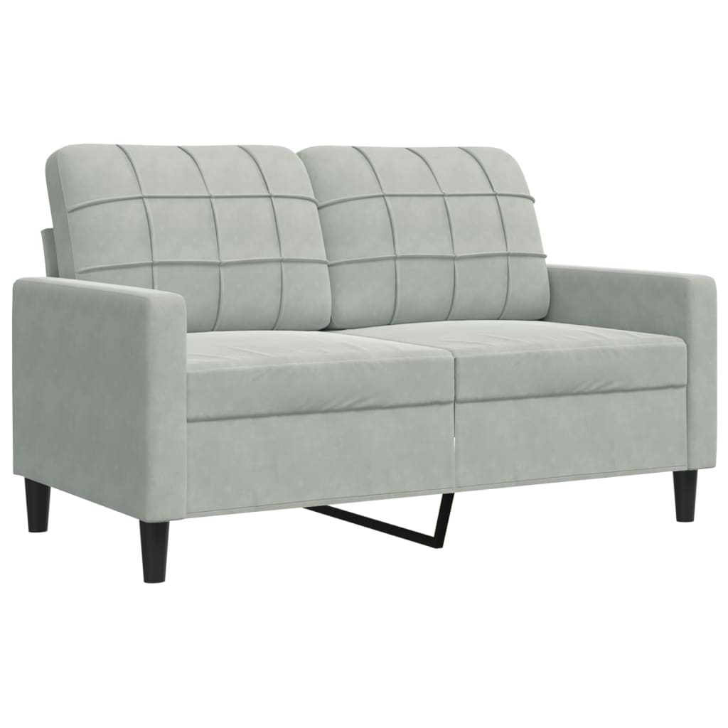 3-teiliges Sofaset mit Kissen Hellgrauer Samt