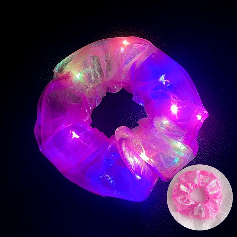 LED Işıklı Parlak Saten Noel Saç Tokası - Amerikan ve Avrupa Stilleri için Kalın Bağırsak Scrunchie Saç Aksesuarı